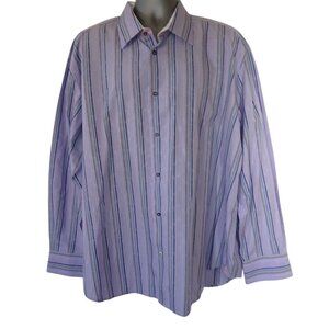 Robert Graham Men XXL Purple Paisley‎ Stripe Flip Cuff Button up Shirt